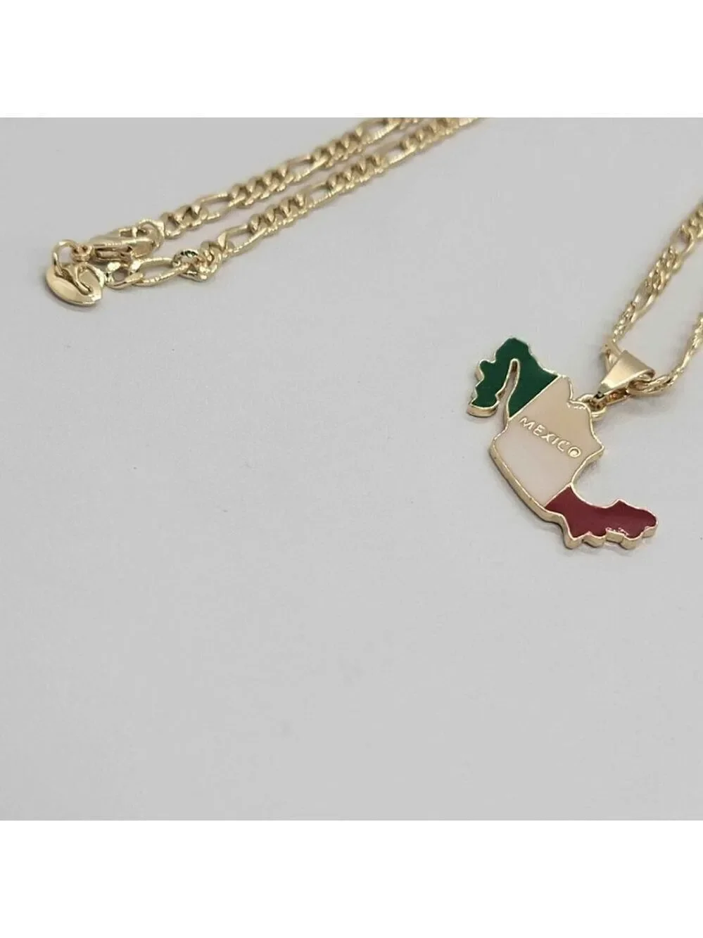 Brand New Brazilian 18k Gold Filled Mexican Flag Necklace
